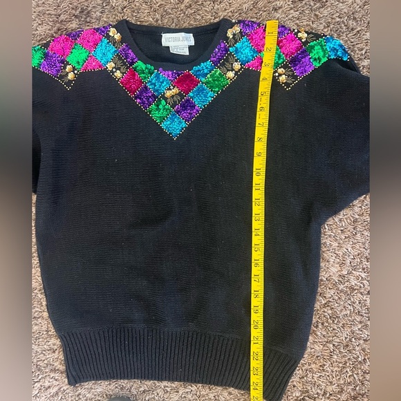 Vintage Victoria Jones black Women's sequin embellished ramie Sweater size Large - Picture 10 of 10